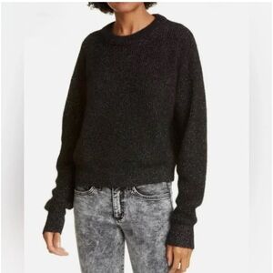 Veronica Beard Melinda Mohair Alpaca Crewneck Knit Metallic Cropped Sweater M